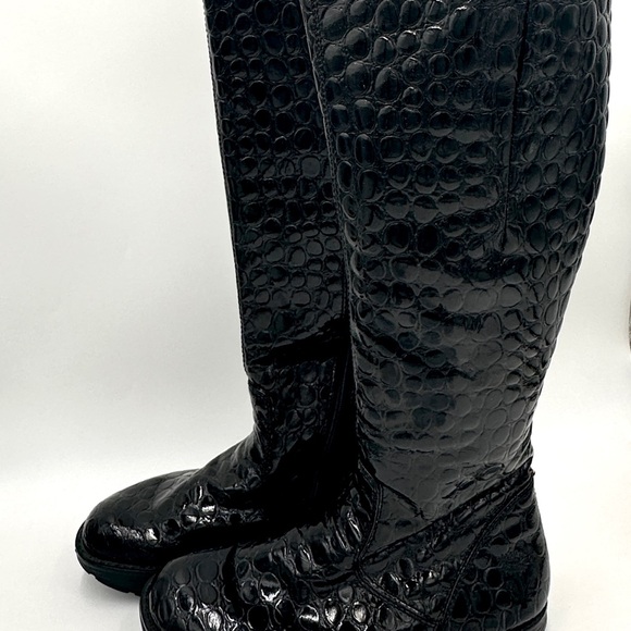 Kalso Earth Shiny Alligator Skin Pattern Boots size 6.5 Women black Mid-Calf - Picture 6 of 16